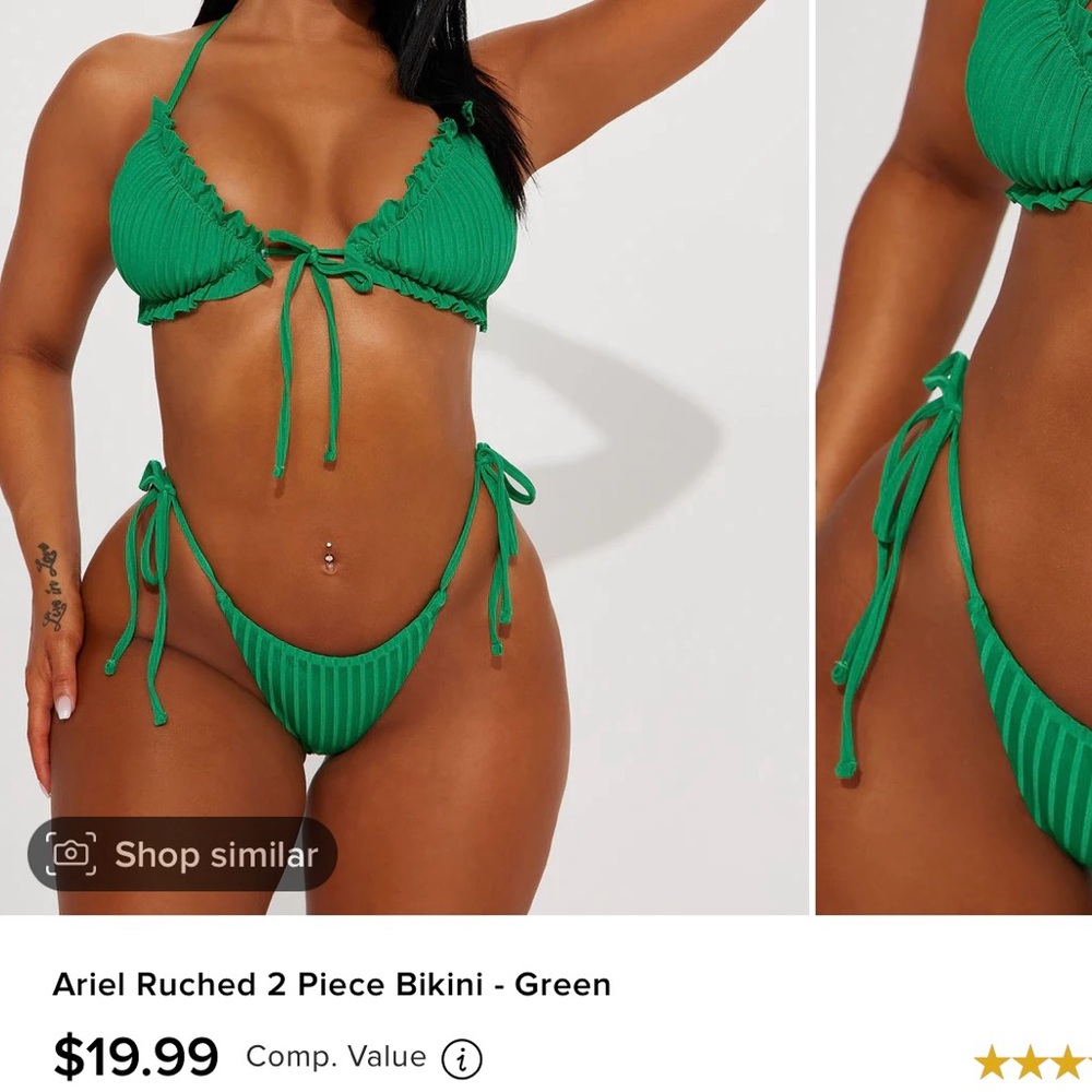 Ariel Ruched 2 Piece Bikini - Green